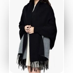 Black & Gray Fringe Blanket Scarf